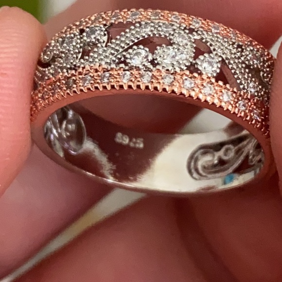 New Two Tone 925 Silver Sapphire Ring - Picture 7 of 7